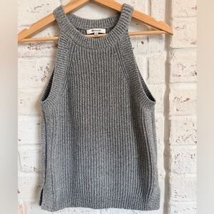 Madewell Ribbed Sleeveless Sweater Tank Gray | Chunky Knit | Size: XS
